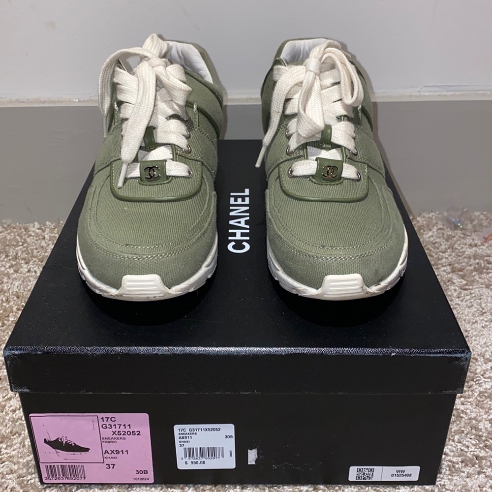Chanel Sneakers Olive Green Khaki size 37 - Picture 1 of 8